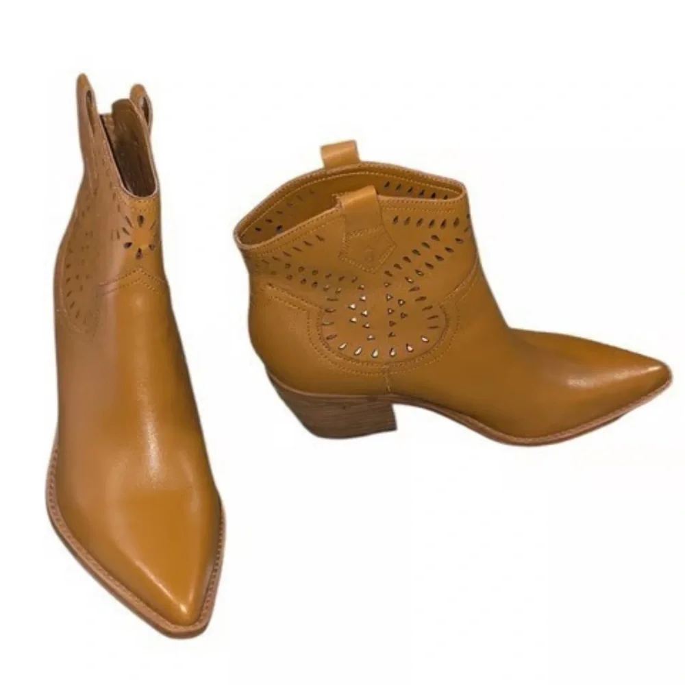 Marc Fisher Elyea Pointed Toe Western Boot Brown Ankle Booties Size 11